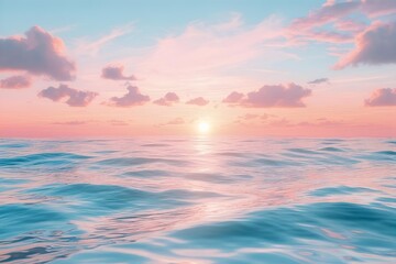 pastel sunset reflected on gentle ocean waves.