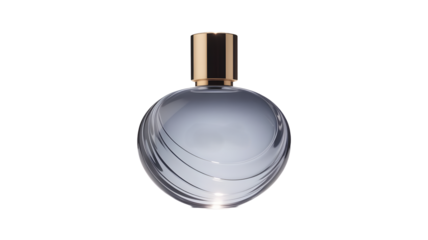 Elegant perfume bottle with gold cap isolated on transparent background