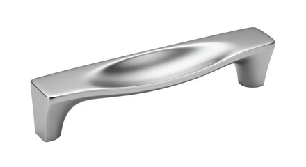 Modern brushed nickel cabinet handle isolated on transparent background