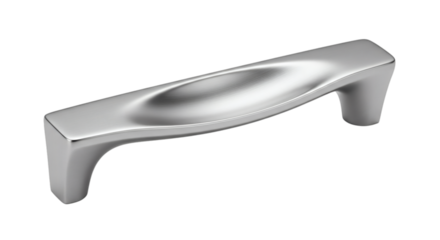 Modern brushed nickel cabinet handle isolated on transparent background