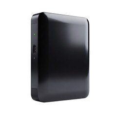 Fototapeta premium Modern black portable power bank isolated on transparent background