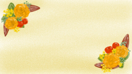 花のフレーム秋のアンティーク調イラスト