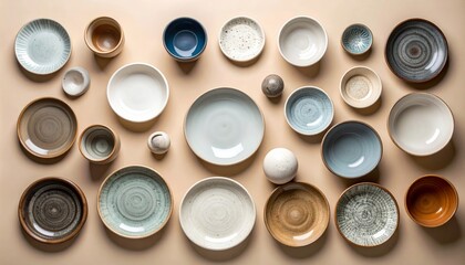 Handmade ceramic with rough texture on plain background