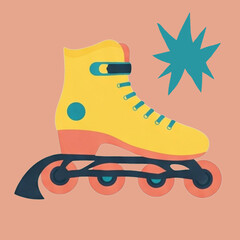 roller skates on a colorful background