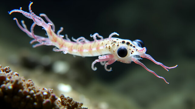 Hydra is a genus of small, fresh-water animals of the phylum Cnidaria and class Hydrozoa under the microscope for education.