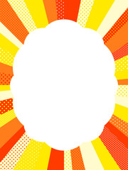 ランダムなドットと集中線のフレーム・背景素材（オレンジ系）（縦向き）