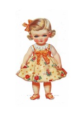 Vintage doll with floral dress.