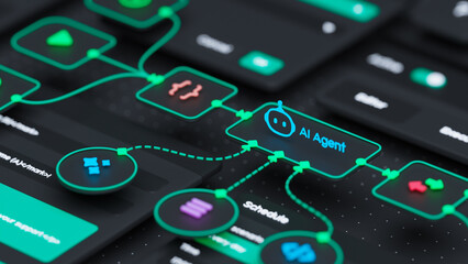 AI workflow automation artificial intelligence software interface nodes triggers data tool...