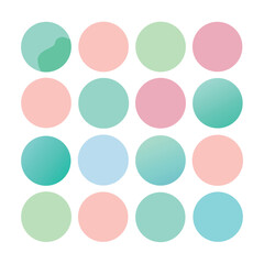 Collection of twelve vibrant watercolor circles in various colors