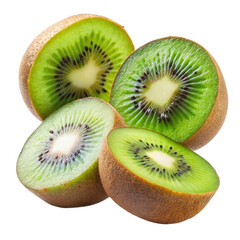 Fototapeta premium Fresh kiwi fruit cut in half on white background