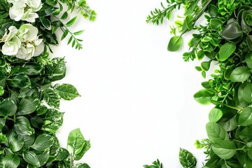 Lush greenery floral border frame