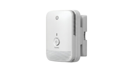 White carbon monoxide detector mounted on a wall isolated on transparent background
