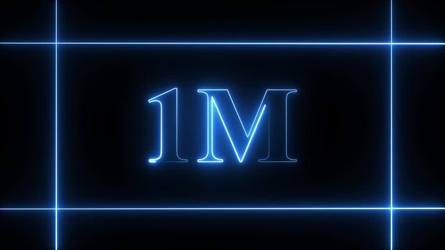 1M celebration neon text animation 4k video. Followers, like, subscribe, 1 light, typography video in black background.90k followers Celebration text animation.