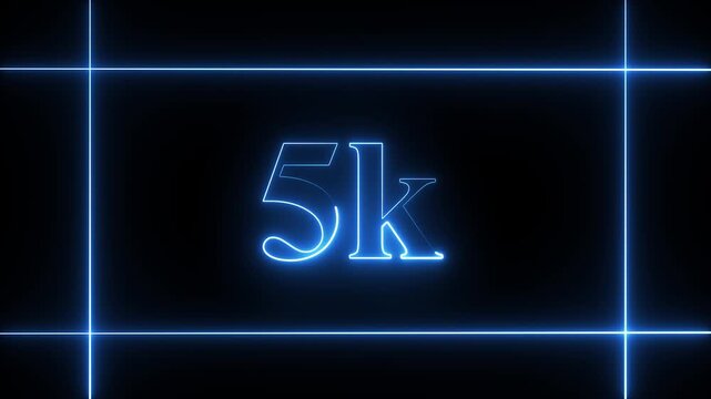 5k celebration neon text animation 4k video. Followers, like, subscribe, 5 light, typography video in black background.90k followers Celebration text animation.