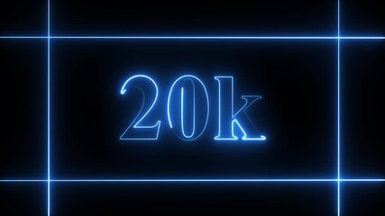 20k celebration neon text animation 4k video. Followers, like, subscribe, 20 light, typography video in black background.90k followers Celebration text animation.