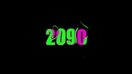 2090 New Year motion graphics video footage,2090 animation silver text transparent background Animation. on black background. New Year's Eve Celebrate Background...