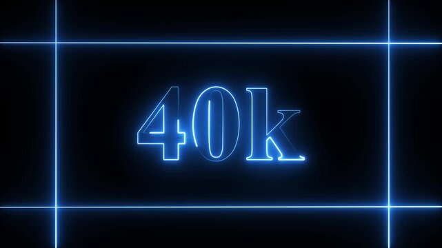 40k celebration neon text animation 4k video. Followers, like, subscribe, 40 light, typography video in black background.90k followers Celebration text animation.