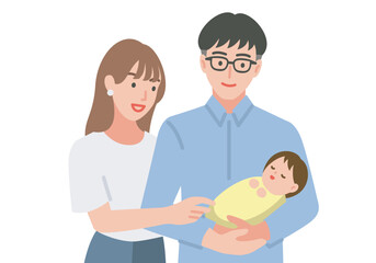 Fototapeta premium 赤ちゃんを抱っこする若い夫婦