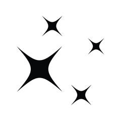 A graphic design of multiple black sparkle symbols against a plain white background.