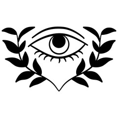An Eye Symbol Surrounded by Laurel Wreaths, Symbolizing Perception and Protection