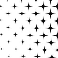 A graphic design of multiple black sparkle symbols against a plain white background.