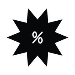 A black and white graphic of a discount tag