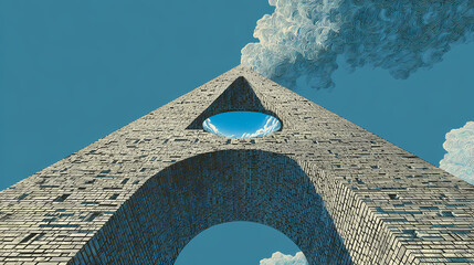 Architectural letter A built from bricks