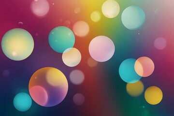 Pink yellow and blue green background with white bubbles or bokeh lights.