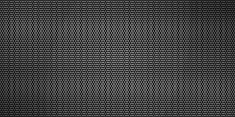 A dark gray, hexagonal 3D background with a textured, geometric style. The background features a repeating dark gray pattern. 3D hexagon pattern background. Black background vector.