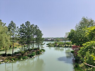 BEAUTIFUL GARDEN IN CHINA WITH LAKEVIEW