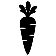 Carrot food icon with transparent background in black and white style
