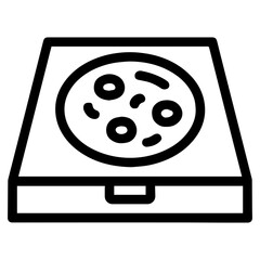 Pizza box icon with transparent background in black and white style
