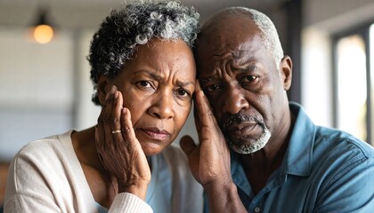 Worried senior couple close-up