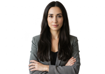 Professional woman with arms crossed isolated on transparent background