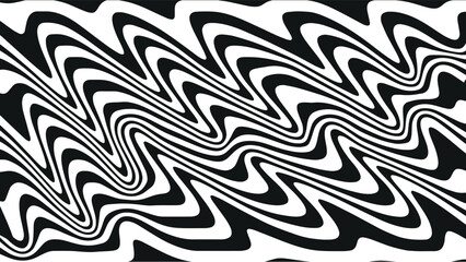 Abstract vertical vector background featuring black and white psychedelic waves in retro 60s and 70s style, perfect for vintage poster design, funky wallpaper art, and creative digital media