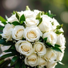 Obraz premium Close-up of a beautiful white rose bouquet