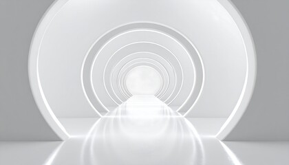 Obraz premium Futuristic White Tunnel Perspective view of a modern with bright architectural design.