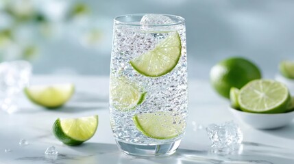 Fototapeta premium glass with lime slices