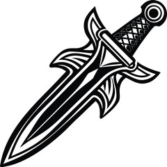 Realistic dagger vector with reflective blade and ornate handle