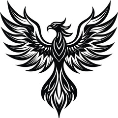 Rising phoenix vector with ferry wings and transparent style