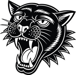 Traditional old panther tattoo vector 