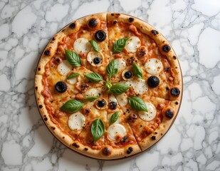 pizza on a Marble texture table 