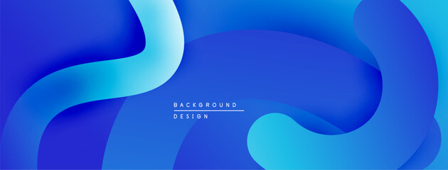 Abstract blue background. Smooth flowing shapes create dynamic visual effect. Modern design suitable for various projects.