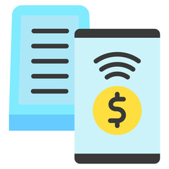 Mobile Pay flat color, mini illustration icon. use for modern concept, print, UI, UX kit, web and app development. Vector related to commerce, retail, marketing and shopping.