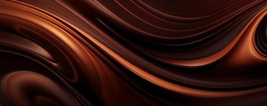 Smooth brown silk fabric with shiny folds and luxury texture, smooth flowing liquid texture with warm glowing highlights creating elegant surface
