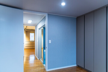 interior of the bedroom in the apartment house