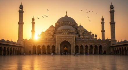 Naklejka premium Majestic mosque at sunrise