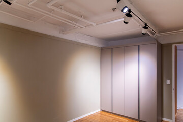 interior of the bedroom in the apartment house