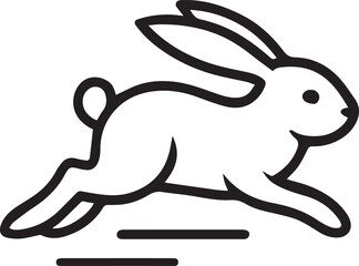 Hopping Rabbit Vector – Minimalist Black and White Bunny with Motion Lines