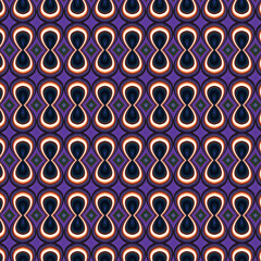 Mesmerizing retro ⭐pattern⭐ with symmetrical loops and vibrant contrast, perfect for ⭐textile⭐, wallpaper, or digital art.